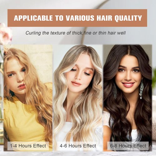 Hair Curling Rods 3PCS Jumbo Velvet Hair Curler Set Heatless Hair Roller Rods with Silk Headscarf for Women Hair Curling Volume Hair Blow out Hair Style Khaki