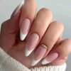 Enppode French Tip Press on Nails Long Fake Nails White Nails Almond Nails for Women 24 PC/Set