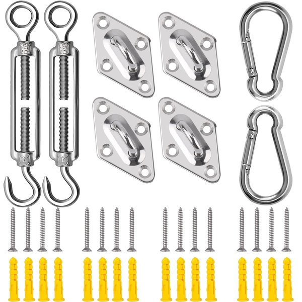 GOOSUO Shade Sail Hardware Kit 5 Inches, Sail Shade Hardware Kit for Triangle and Square, Sun Shade Sails Installation kit 304 Stainless Steel for Patio Lawn Garden Outdoors
