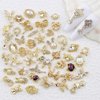 50pcs Random Gold Nail Charms Luxury Nail Rhinestones Nail Gems 3D Alloy Flower Butterfly Nail Art Charms Metal Snake Bear Heart Bow Star Charms for Nails Mix Styles Nail Jewels for Nail Art Supplies