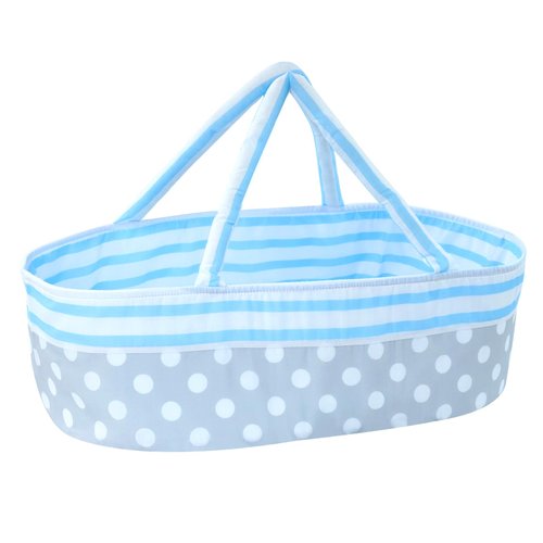 BABESIDE Reborn Baby Dolls Bassinet Foldable Baby Doll Crib Bed Soft Doll Carrier Doll Accessories with Handle for 17-22 inch Baby Dolls Girls Boys (Blue)