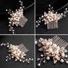 Sppry Bridal Hair Comb - Bendable Pearl Crystal Hair Accessory for Women at Wedding, Rose Gold