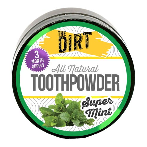 The Dirt - Tooth Powder, Herbs, Essential Oils & Bentonite Clay Tooth Powder, Natural Fluoride-Free Toothpaste Alternative, Organic Vegan (Super Mint, 25g: 3 Month Supply)