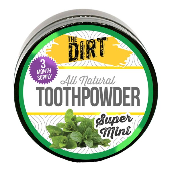 The Dirt - Tooth Powder, Herbs, Essential Oils & Bentonite Clay Tooth Powder, Natural Fluoride-Free Toothpaste Alternative, Organic Vegan (Super Mint, 25g: 3 Month Supply)