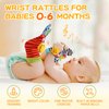 PHEZAPA Baby Wrist Rattles Foot Finder Socks Set, Infant rattle Socks and baby hand rattles wrist, Newborn Soft Sensory Toys,Infant Wrist Rattles for Babies 0-6 Months,Baby Gifts 6-12 Months（classics）