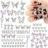 Butterfly Nail Charms, 110PCS 3D Silver Alloy Butterfly Nail Charms Rhinestones for Acrylic Nail Art, Dangling Butterflies Charms with Gems Crystals Diamonds, Nail Decor Supplies for Nails DIY
