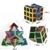 Jurnwey Speed Cube Carbon Fiber Sticker Set Puzzle Cube Magic Cube Bundle of 2x2x2 3x3x3 Pyramid Frosted Puzzle Toys