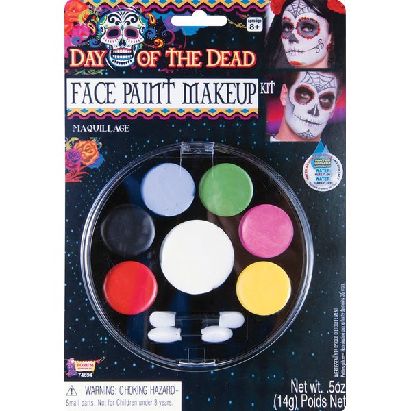 Forum Novelties Costume Day of The Dead Face Paint Makeup Kit, Net Wt. 14 g/.5 Oz