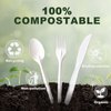 150 Pcs compostable utensils set Eco-friendly Heavy Duty Utensils (50 Forks, 50 Spoons, 50 Knives) Compostable Cutlery Set Biodegradable Utensils disposable silverware for party BBQ, Picnic Daily Use