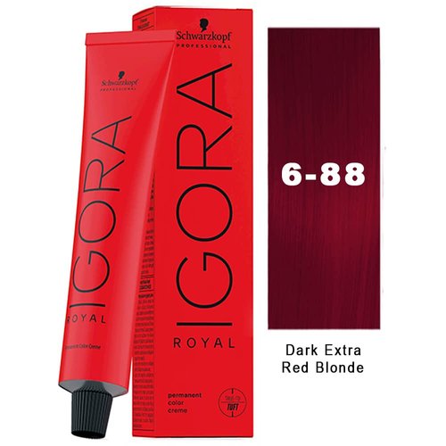 Schwarzkopf Igora Royal 6-88 Dark Blonde Red Extra Permanent Hair Color and M Hair Designs Tint Brush (Bundle 2 items)