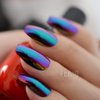 Super Holographic Blue Purple Coffin Nails Mirror Chrome Square Ladies Fake Nails Quality Tips for fingers Z905