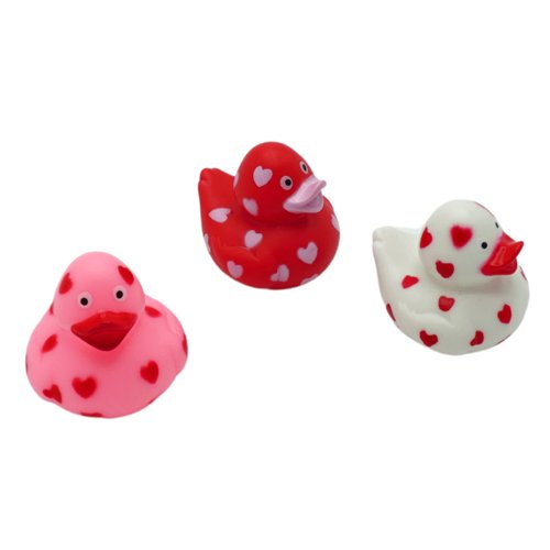 4E's Novelty Valentines Day Rubber Ducks (24 Pack) Heart Themed Duckies, Class Valentines Day Gifts for Kids Bulk, Valentines Day Party Favors Classroom Exchange Prizes for Kids Class