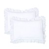 Ruffled Pillow Shams White Standard Set of 2 Lace Pillowcases Shabby Chic Bright Farmhouse Ruffle Victorian Country French Decorative Pretty Princess Frilly Pillow Cover Cotton Cute 20x26