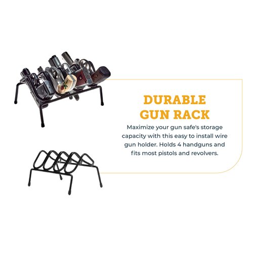 SnapSafe Pistol Rack for Gun Safe, Holds 4 Handguns – Gun Stand for Handgun Storage and Organization, For Pistols and Revolvers – Scratch-Resistant with Non-Slip Feet – Maximize Gun Safe Space