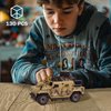HI-REEKE Military Vehicles Building Block Set, WW2 Army Battle Car Toy for Teen Brown-130pcs
