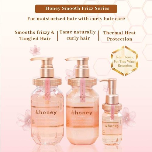 & Honey Melty Moist Shampoo,Treatment 440ml Each& Hair oil 100ml set Deep Nourishment and Revitalization - Organic Ingredients Perfect for Frizzy, Wavy, Curly Hair