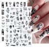 8 Sheets Halloween Nail Art Stickers Self-Adhesive 3D Gothic Nail Stickers Green Monster Skull Snake Rose Flower Design Nail Charm Scream Ghost Nail Decals for Women DIY Halloween Nail Art Decorations