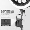 NEEWER NP-F Battery to V Mount Battery Converter Adapter for LED Video Light with Super Clamp Pole Holder, Dual Channel Plate Compatible with Sony npf Battery F970 F750, 5.5x2.5mm DC Cable, PS010E