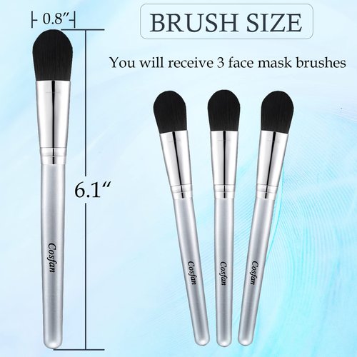 3 Pack Mask Brushes, Facial Mask Brush, Synthetic Bristle Foundation Makeup Brushes for Mud, Serum, Peel, Lotion and Facial Skin Care Products, Glycolic Peel Acidic Applicator Brush
