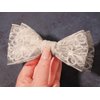 Furling Pompoms Hair Bows for Women - Big Bow Hair Clips for Girls, 3Pack White Lace Hair Bow, Long Tail Hair Ribbons Metal Barrette Clips Hair Accessories Birthday Gifts