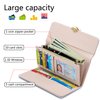 Roulens Wallet for Women RFID Blocking PU Leather Leaf Pendant Card Holder Phone Checkbook Organizer Zipper Coin Purse
