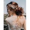 SWEETV Gold Wedding Hair Comb for Bride Handmade Bridal Hair Clip Wedding Hair Accessories for Brides Bridesmaid