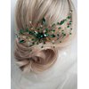 Teyglen Bridal Wedding Gold Crystal Hair Comb Green Rhinestone Crystal Side Hair Comb Flower Crystal Headpiece Bride Hair Accessories for Women and Girls