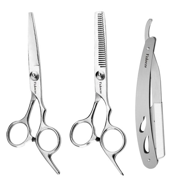 VXKOCZS Professional Hair Scissors Set include Barber Scissors and Thinning Shears,hair cutting scissors, ergonomic blades, hair cutting shears for men, women, children and pets (6 PCS)