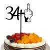 Funny 35th Birthday Cake Topper – 34+ Middle Finger Design, Hilarious Birthday Decoration, Sparkly, Built-In Stick, Thick & Sturdy, Mess-Free & Reusable Cake Topper (35, Black)