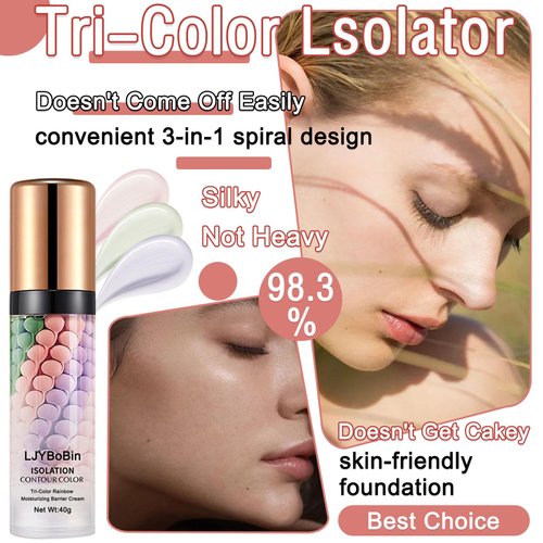 LJYBoBin 3 in 1 Color Correcting Cream,Moisturizing Isolation Cream Oil Control One Step Color Corrector,Skin Tone Correcting Concealer & Invisible Pore Face Primer Foundation Makeup