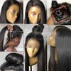 Human Hair Lace Front Wigs Pre Plucked Virgin Brazilian Human Hair Wigs for Black Women Silky Straight Glueless Lace Front Wig with Baby Hair Straight Human Hair Wig Bleached Knots 130% Density 14"