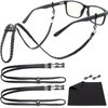Eye Glass String Strap Holder - Premium ECO Leather Glass Strap - Eye Glass Chain Holder to Wear - Eyeglass Chain for Man Women - Eyeglass Strap Lanyard - 2 Cords (Black)