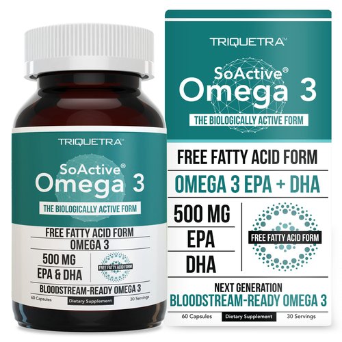 SoActive® Omega 3 EPA & DHA | Free Fatty Acid Form Omega 3 | Near Perfect Absorption – Up to 95% Absorption Rate | Bloodstream Ready EPA & DHA – More Effective Than Fish Oil & Krill Oil (60 Capsules)