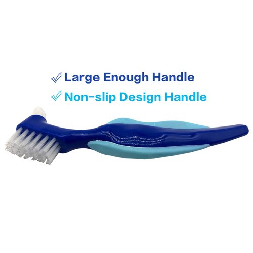 Ocircle Premium Hard Denture Brush Toothbrush, White Carrying Case, Multi-Layered Bristles & Portable Denture Double Sided Brush, Denture Care(Pack of 6)