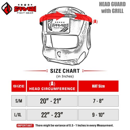 Farabi Sports Head Guard U Shape Boxing Headgear Kickboxing Martial Arts Training Boxing Helmet (L/XL, Black/Red)