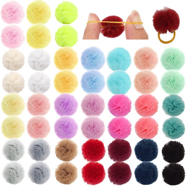 Qearl 48 Pcs Colored Ball Dog Ties Small Dog Bows with Rubber Bands Pet Grooming Hair Accessories for Puppy Small Dog Cat In Pairs