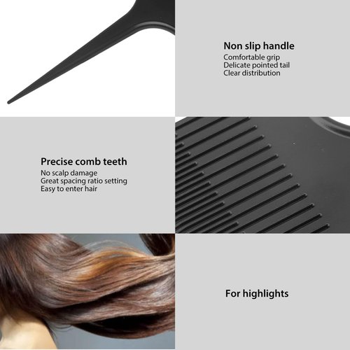 3-Way Weaving & Sectioning Foiling Comb for Hair Coloring, Highlighting, Balayage with 2 Alligator Clips, Hair Salon Tool
