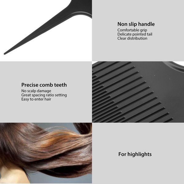 3-Way Weaving & Sectioning Foiling Comb for Hair Coloring, Highlighting, Balayage with 2 Alligator Clips, Hair Salon Tool