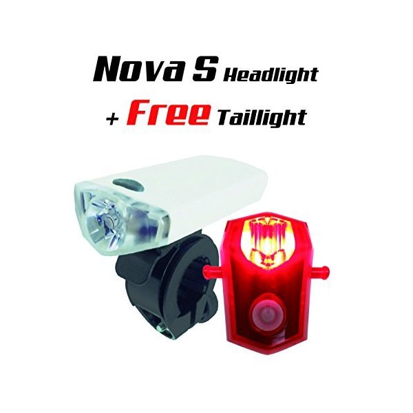 High Power NOVA-S LED Headlight and BARAN Bright Tail light, Yalumi Advanced Optical Quality, Long Battery Life, 1W 120 lumens, AAA Batteries Included …