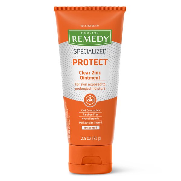 Medline Remedy Specialized Clear Zinc Oxide Ointment (2.5 oz Tube), Unscented, Transparent Protectant, Incontinence Care, Diaper Rash, Wetness Protection, Soothing, Hypoallergenic, Adults, Children