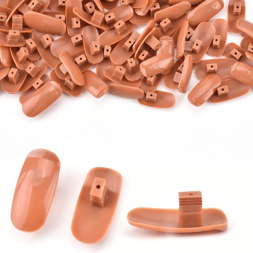 MEKK 200PCS Replacement Refill Nail Tips False Nail Tips for Nail Training Hand False Nail Tips for Practice Hand Refill Nail Tips for Nail Training Hand DIY Nails(Brown)