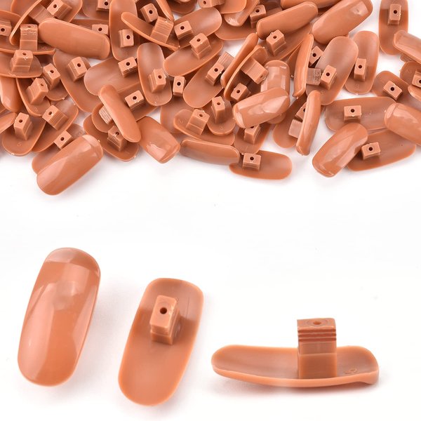 MEKK 200PCS Replacement Refill Nail Tips False Nail Tips for Nail Training Hand False Nail Tips for Practice Hand Refill Nail Tips for Nail Training Hand DIY Nails(Brown)