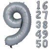 40in Gray Number 9 Balloons Big Foil Mylar Party Balloons for Girls Boys 9th Birthday Party Decorations Supplies