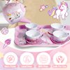 Coivnl Unicorn Tea Party Set for Little Girls Tin Teapot Set, Princess Tea Time Play Kitchen Toy Including Dessert,Cookies,Doughnut,Teapot Tray Cake,Case for Birthday Kids Age 3 4 5 6 7 8