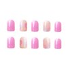 24Pcs Colorful Flower Press on Nails Short Square Fake Nails Spring Press on Nails Light Pink Acrylic Nails Full Cover Glossy False Nails for Women and Girls Stick on Nails Spring Summer Nail Art