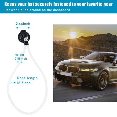 Ziciner Cowboy Hat Mounts for Your Vehicle, Hat Mounts with Suction Cup, Hat Holder Rack to Keeps Your Hat Securely On The Dash, Auto Universal Interior Accessories for SUVs, Cars (White)