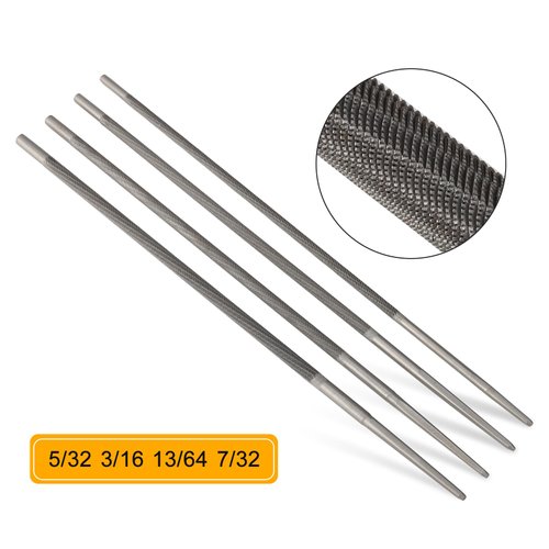 BENEGO Universal Chainsaw Field Sharpening Kit, Chainsaw Chain Sharpener with 5/32" (4 mm) 3/16" (4.8 mm) 13/64"(5.2 mm) & 7/32" (5.5 mm) Round Files, Flat File, Handle, Filing Guide & Pouch