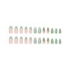 24 Pcs Green Cat Eye Press on Nails Short Almond - MINGCHUN Summer Fake Nails Press ons French Nail Tip Glitter Flower Butterfly Full Cover False Nails Glue on Nails Stick on Nails Acrylic Nail Art