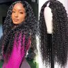 Ainmeys Curly V Part Wigs Brazilian Kinky Curly Human Hair Wigs for Black Women V Shape Wigs No Leave Out Lace Front Wigs Upgrade U Part Wigs Glueless Full Head Clip In Half Wigs(26IN 180% Density)