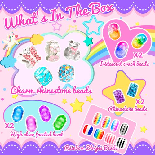 AMAZING TIME 130 Pcs Charm Bracelet Making Kit, Jewelry Toy for Girl Age 8-12 Beads Craft Set for 5 6 7 8 9 10 11 12 Year Old Teenage Birthday Gift